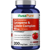 NusaPure Lycopene and Lutein Complex 200 Veggie Capsules front view
