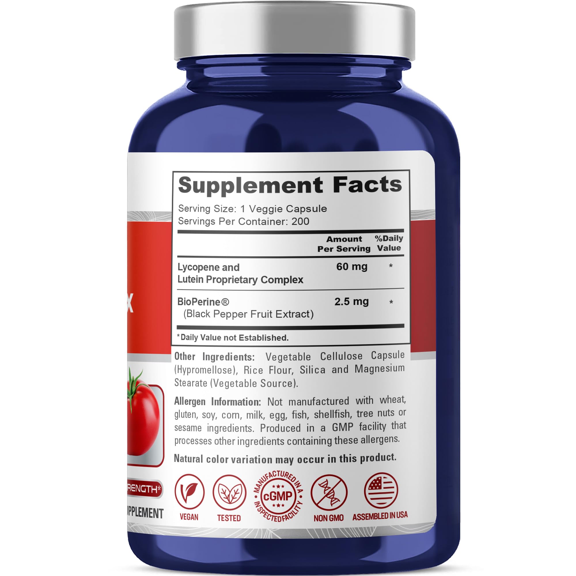 NusaPure Lycopene and Lutein Complex bottle side view