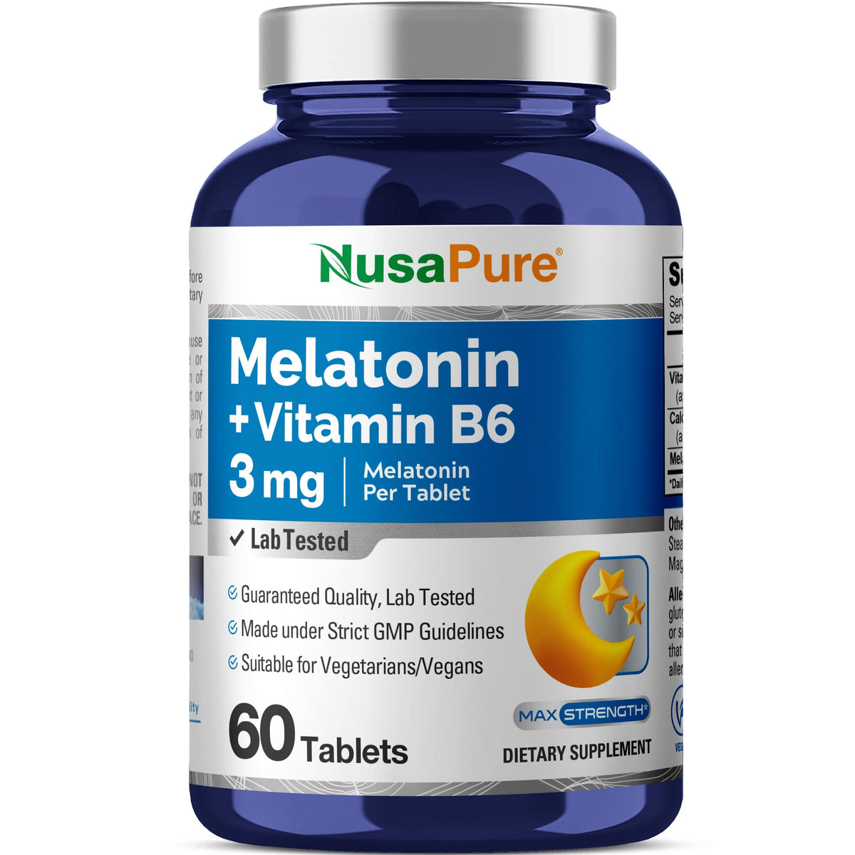 NusaPure Melatonin 3mg 60 Tablets front view