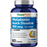 NusaPure Melatonin Quick Dissolve 500mcg tablet front view