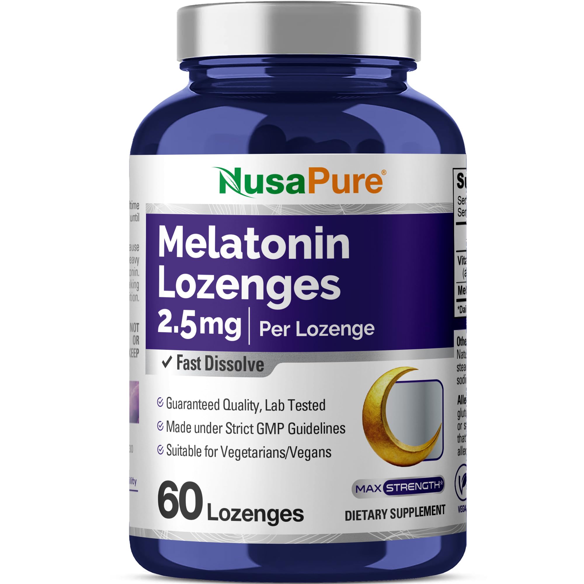 NusaPure Melatonin & Vitamin B6 Lozenges front view packaging