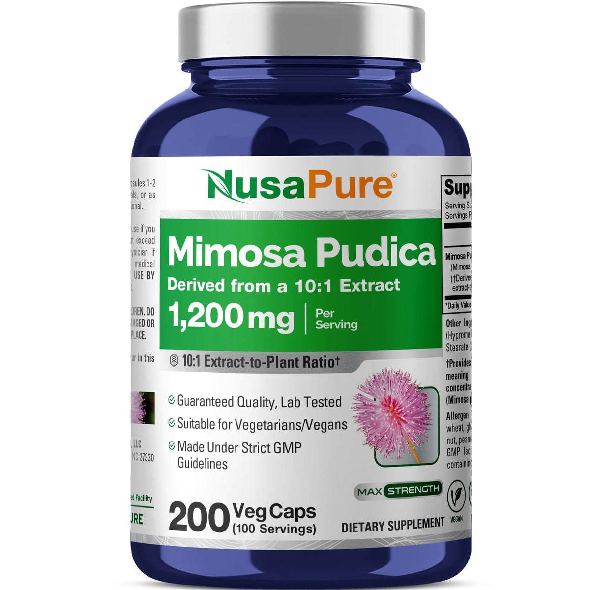 NusaPure Mimosa Pudica Extract Capsules bottle front view