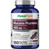 NusaPure Mucuna Pruriens 450mg Capsules bottle front view