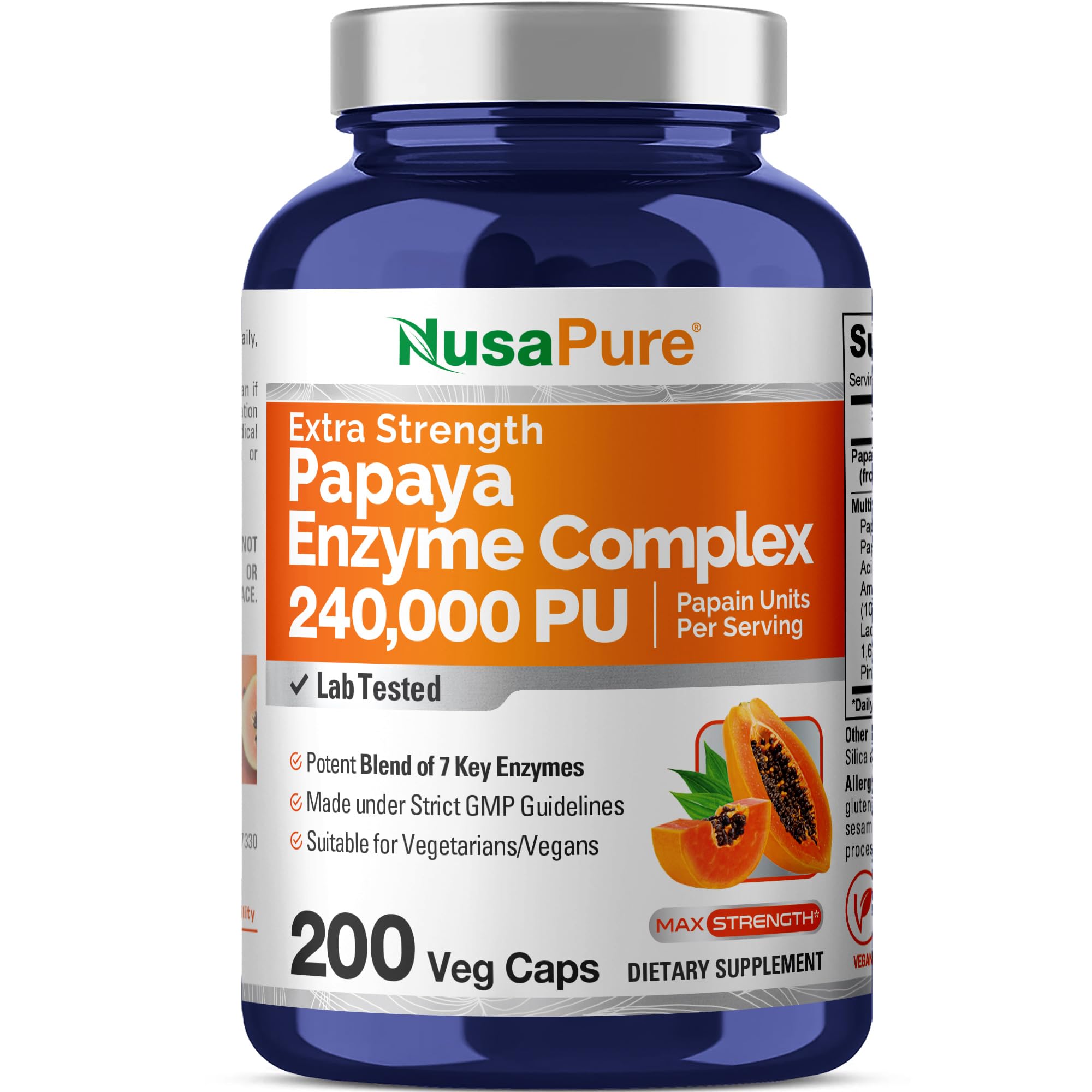 NusaPure Multi-Enzymes 200 Capsules front view