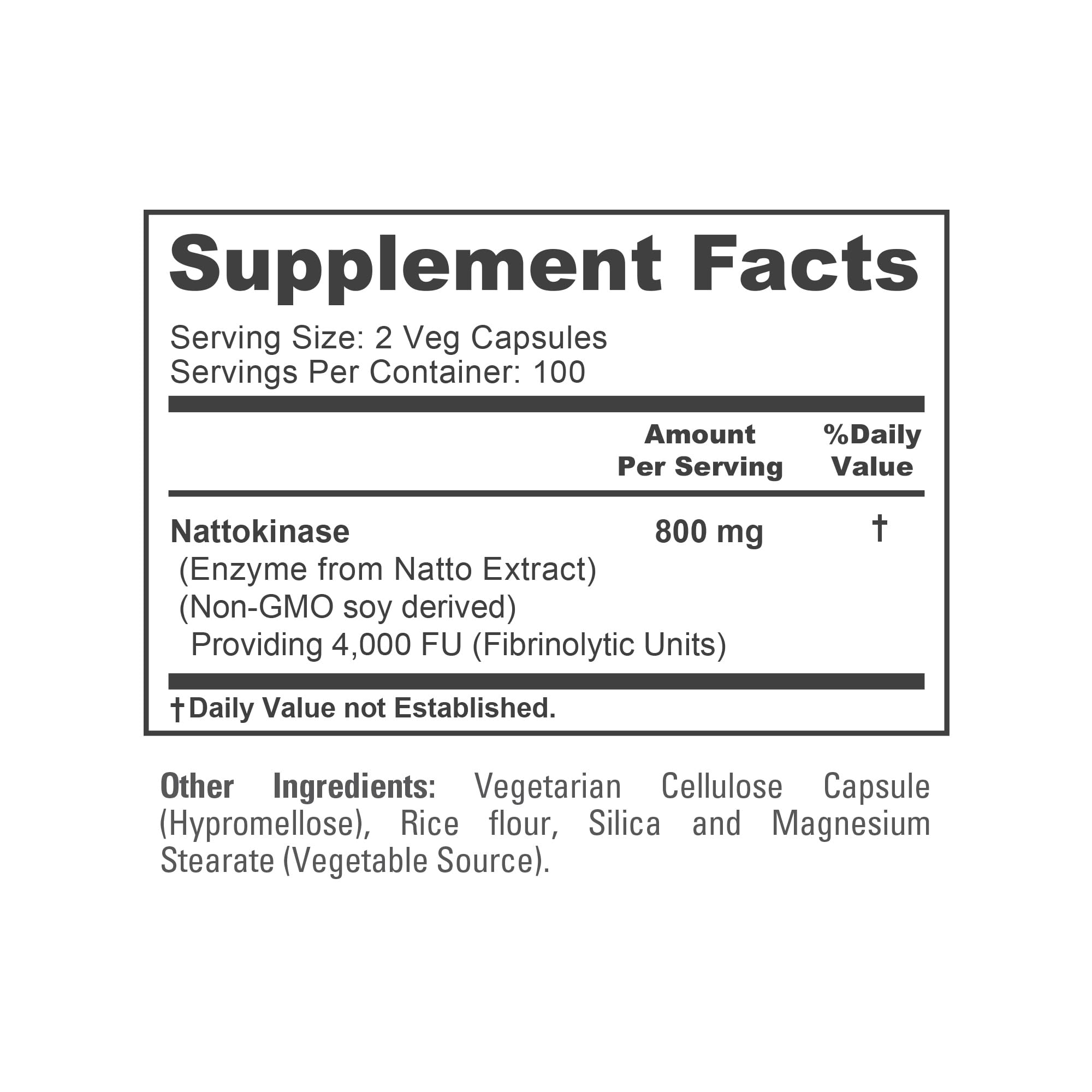 NusaPure Nattokinase nutritional information