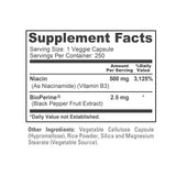 NusaPure Niacin B3 Supplement ingredients list close-up