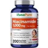 NusaPure Niacinamide 1000mg 200 Veggie Caps front view