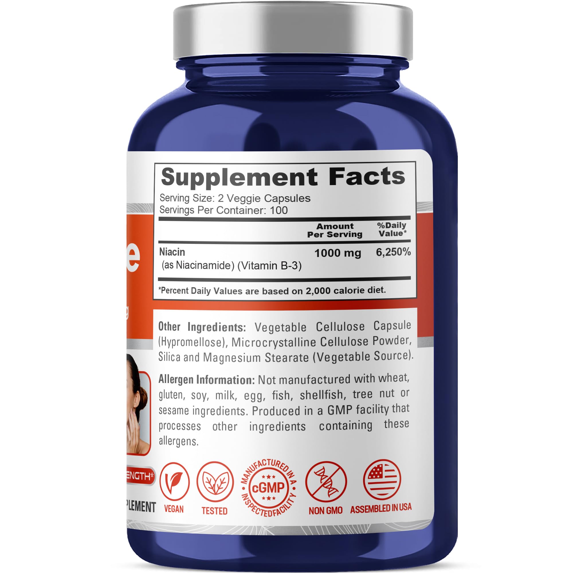 NusaPure Niacinamide 1000mg bottle side view