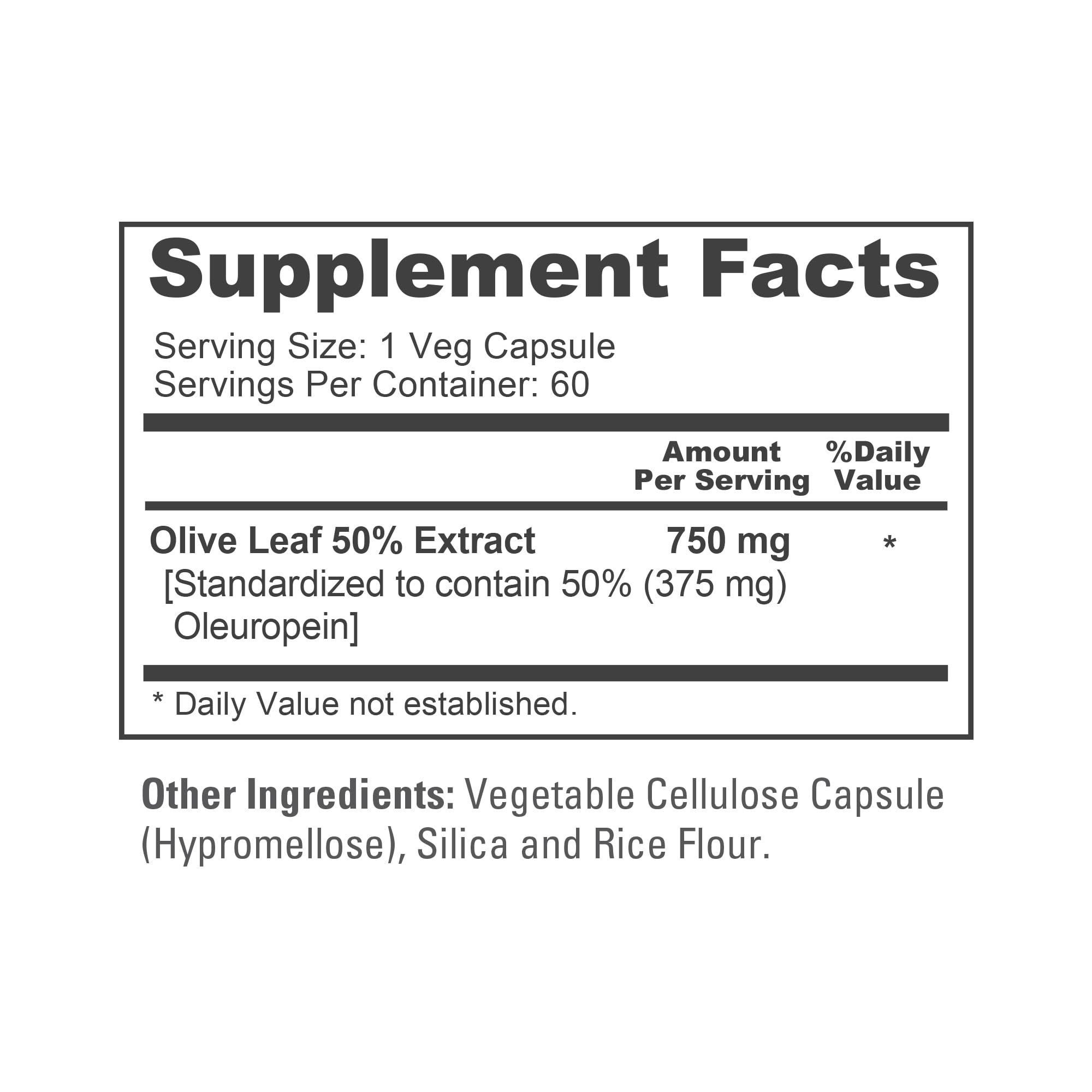 NusaPure Olive Leaf Extract 750 mg capsules on a table
