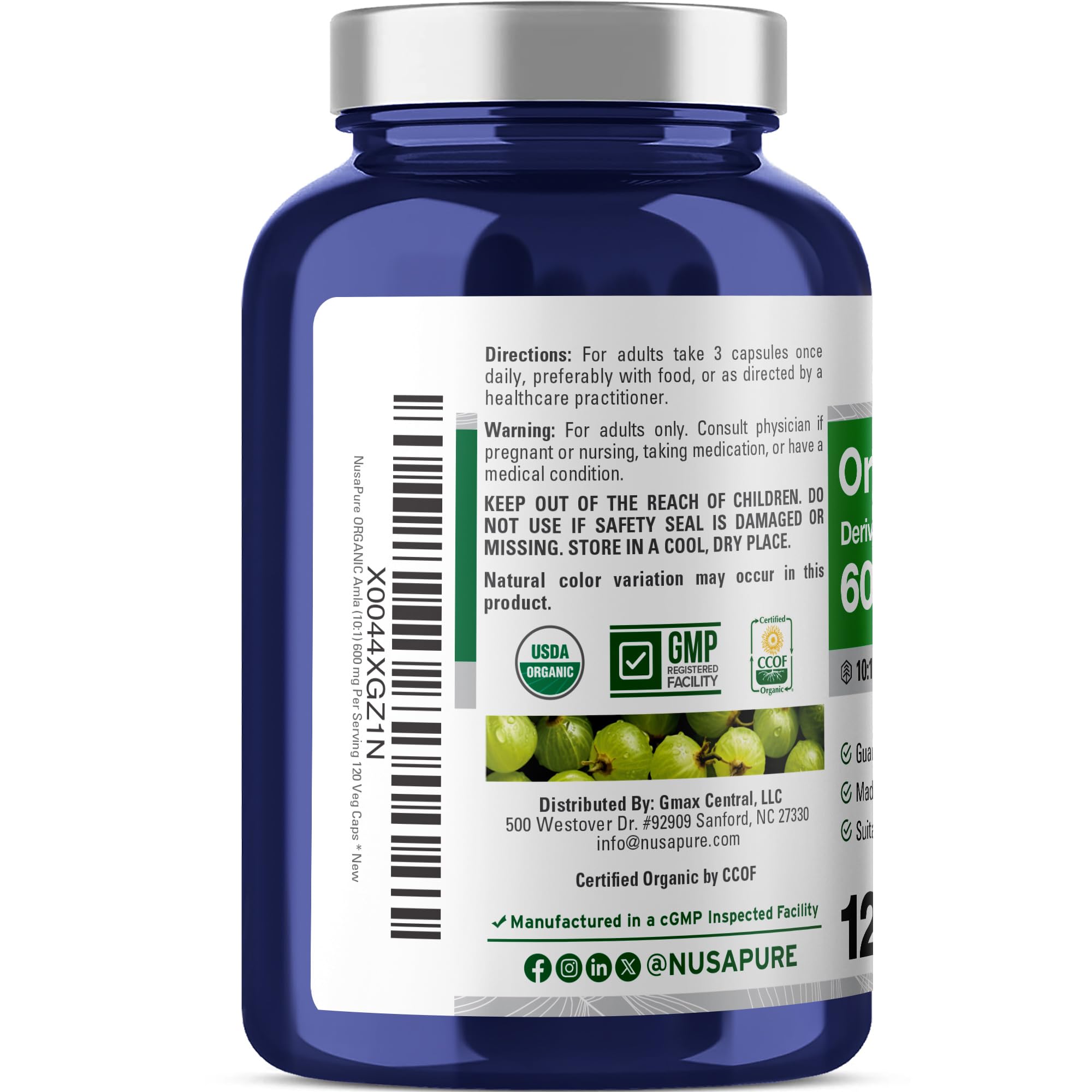 NusaPure Organic Amla Extract Capsules side view