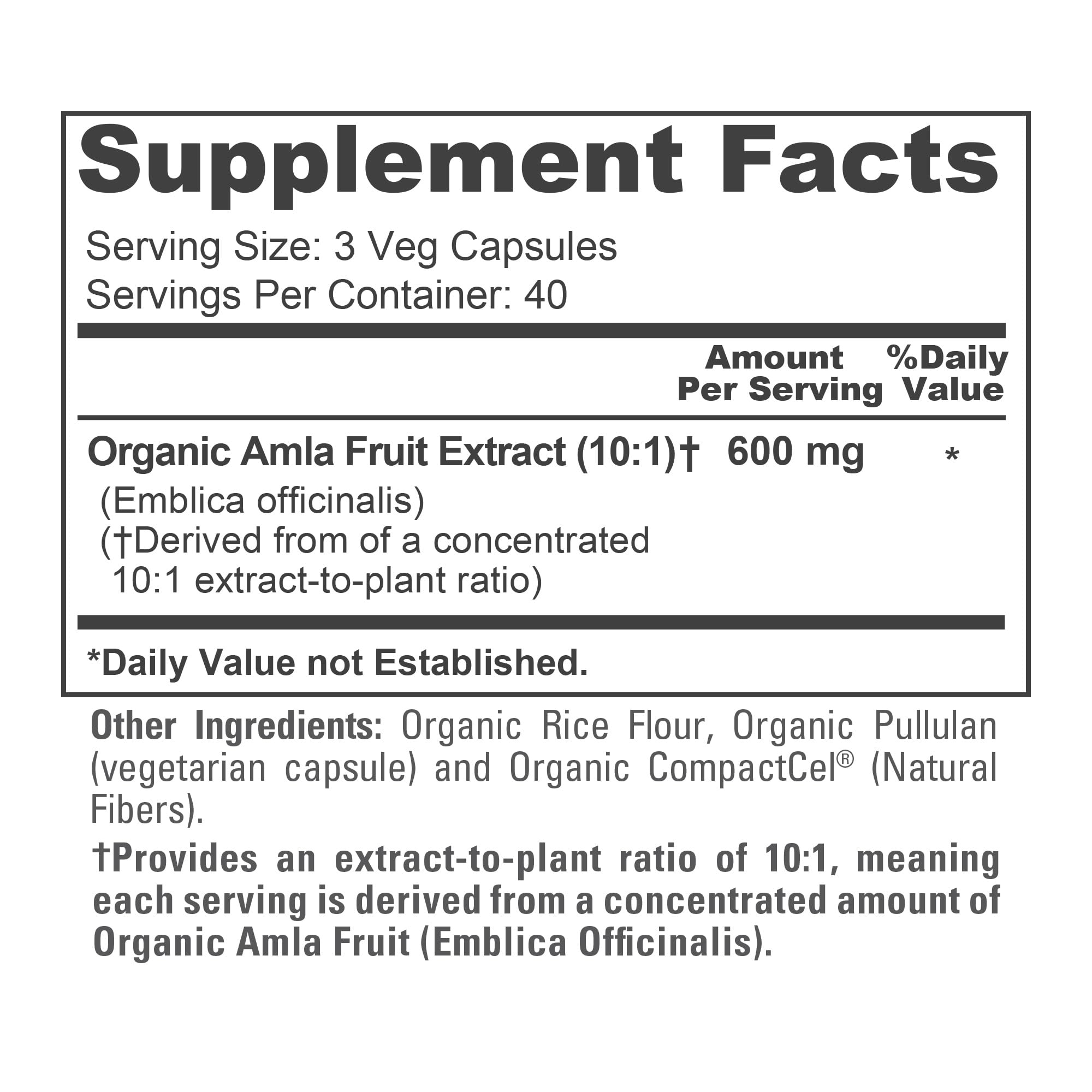 NusaPure Organic Amla Extract Capsules with label details