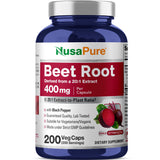 NusaPure Organic Beet Root Extract 400mg bottle front view