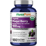 NusaPure Organic Maqui Berry Capsules 180 count bottle front view