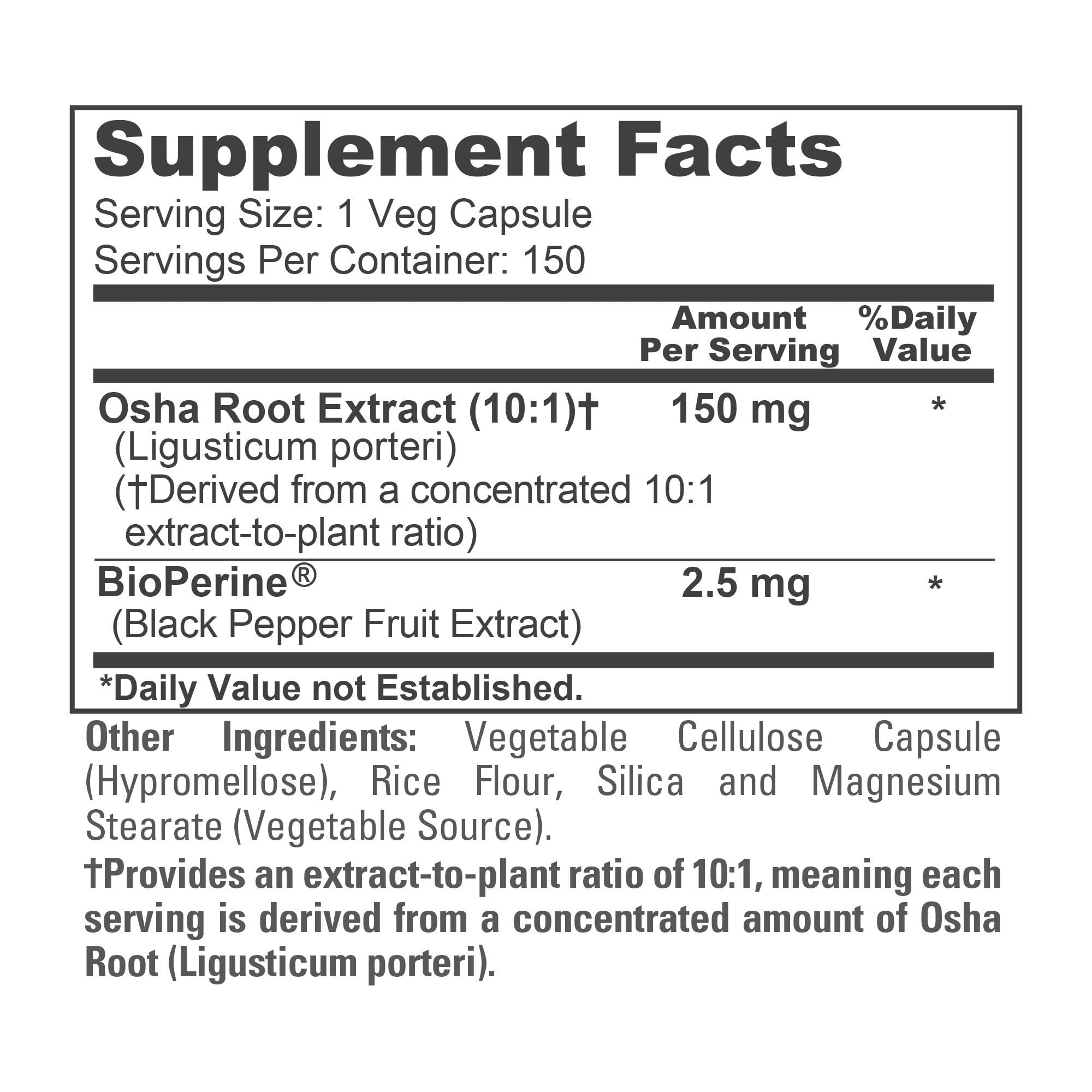 NusaPure Osha Root Capsules bottle on a wooden surface