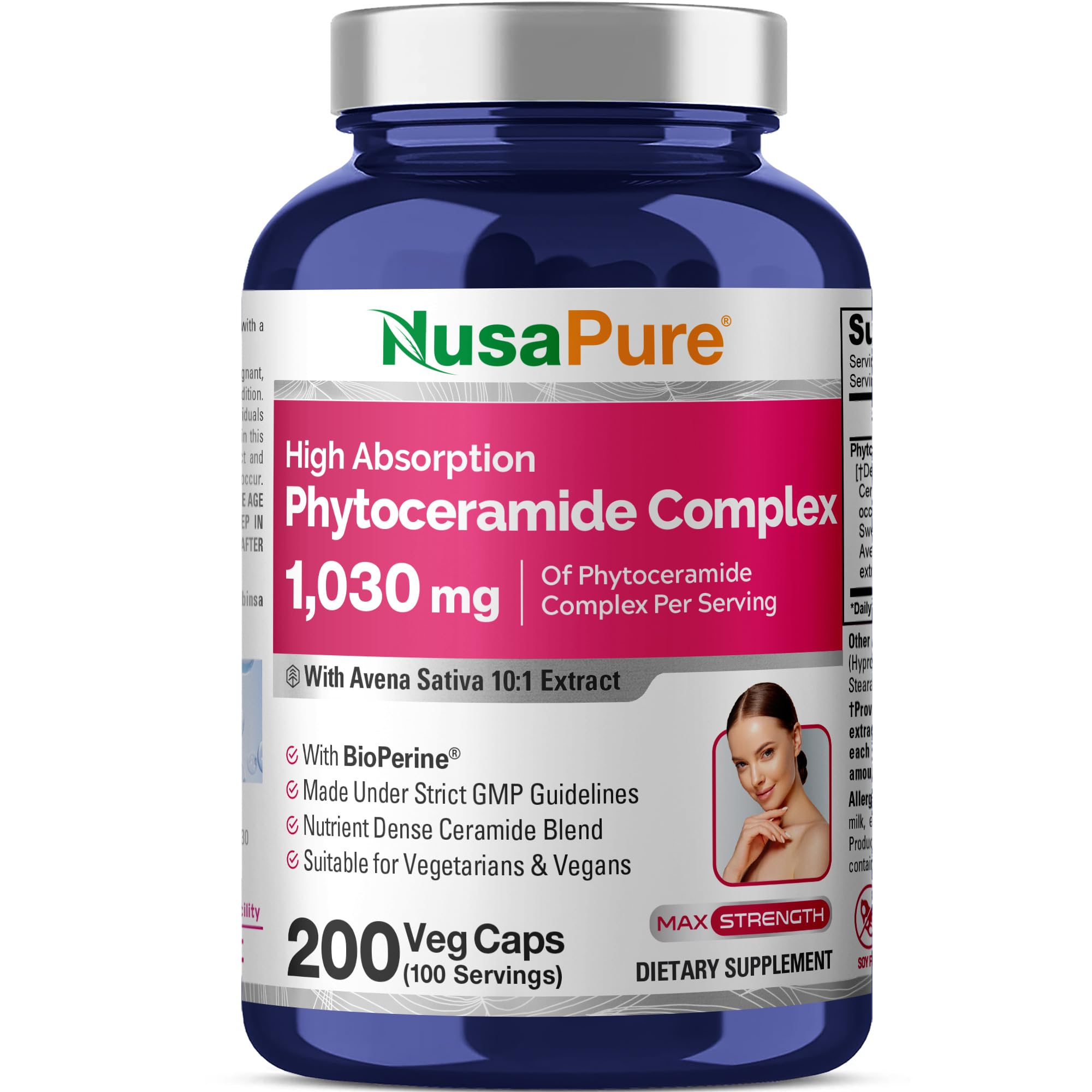 NusaPure Phytoceramide Complex Capsules bottle front view