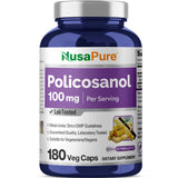 NusaPure Policosanol Supplement 100mg 180 Veggie Caps front view
