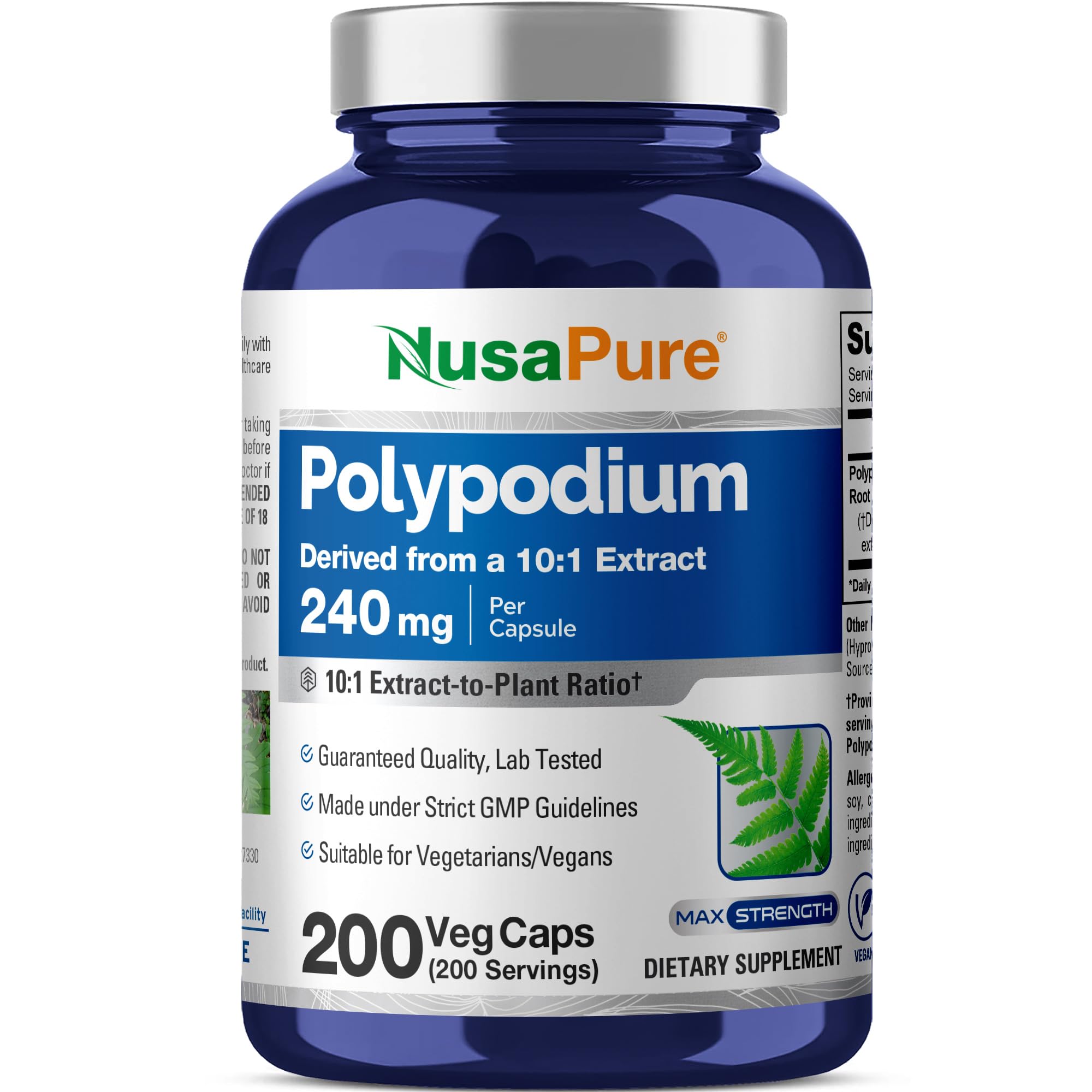 NusaPure Polypodium Leucotomos Capsules 240mg bottle front view