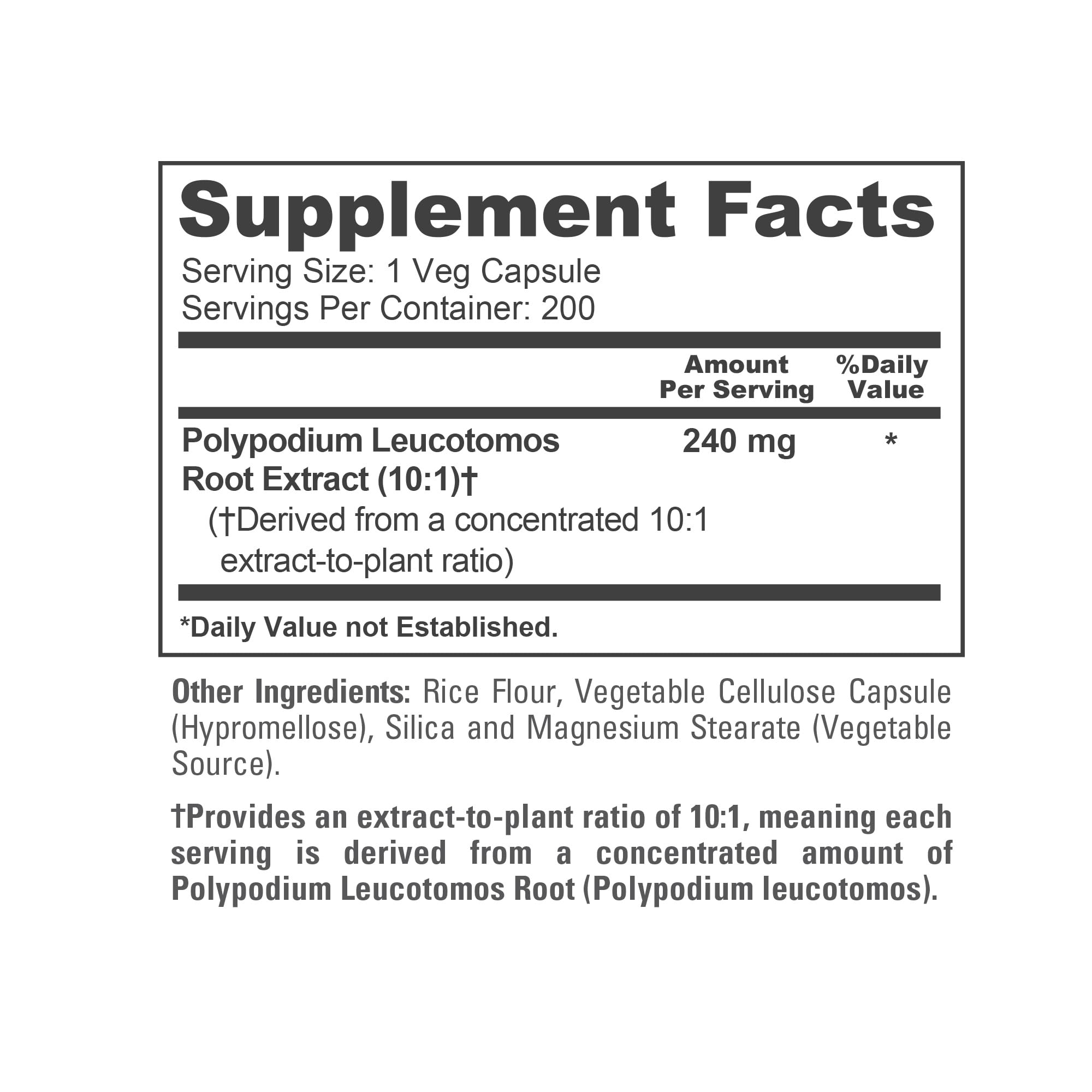 NusaPure Polypodium Leucotomos Capsules 240mg open bottle