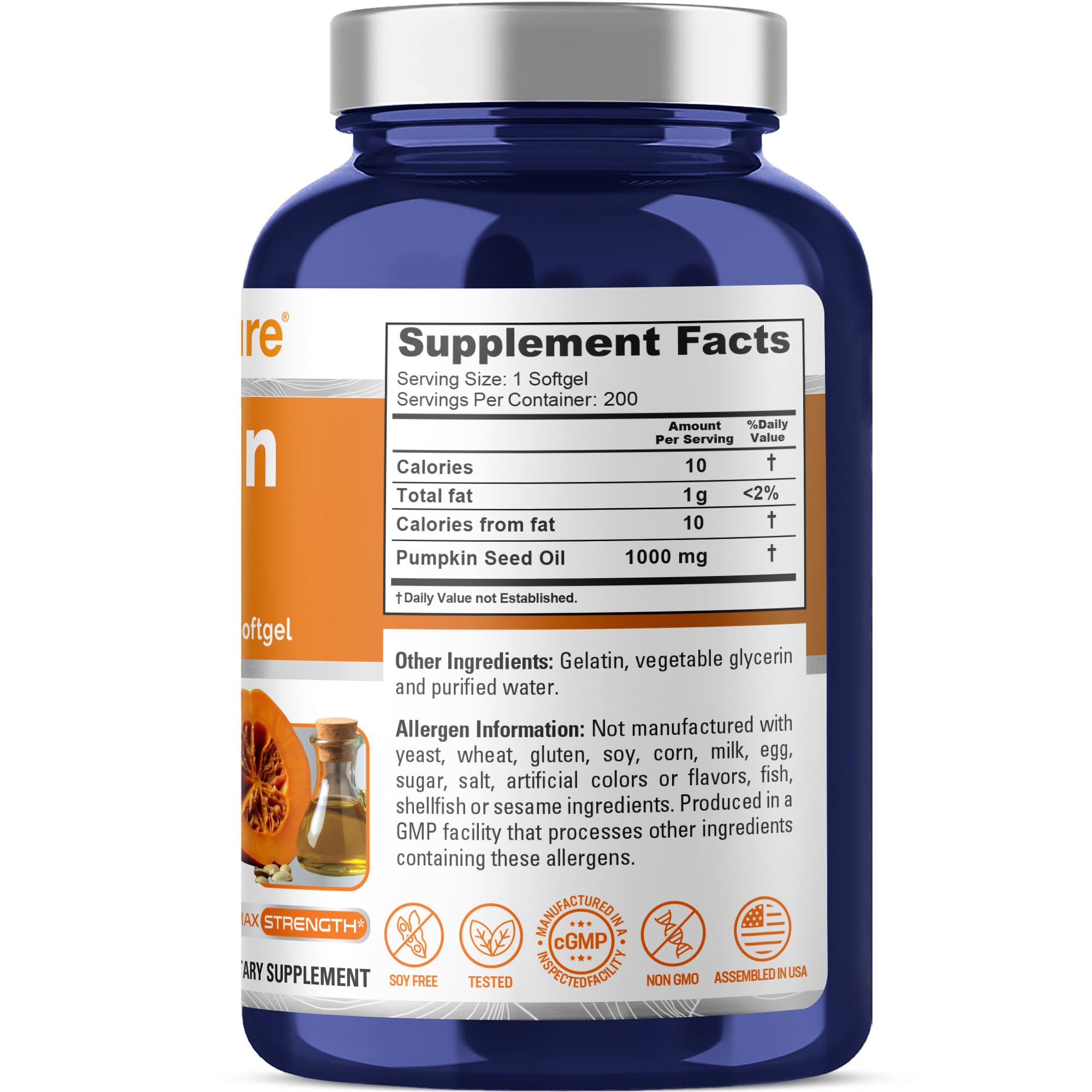 NusaPure Pumpkin Seed Oil Softgels showing softgel form