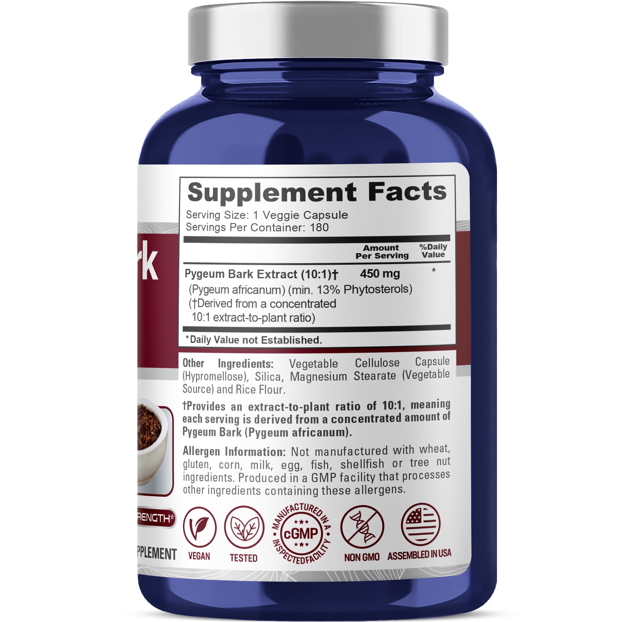 NusaPure Pygeum Bark Capsules 450mg side view