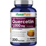 NusaPure Quercetin 1,000mg 200 Veggie Capsules front view