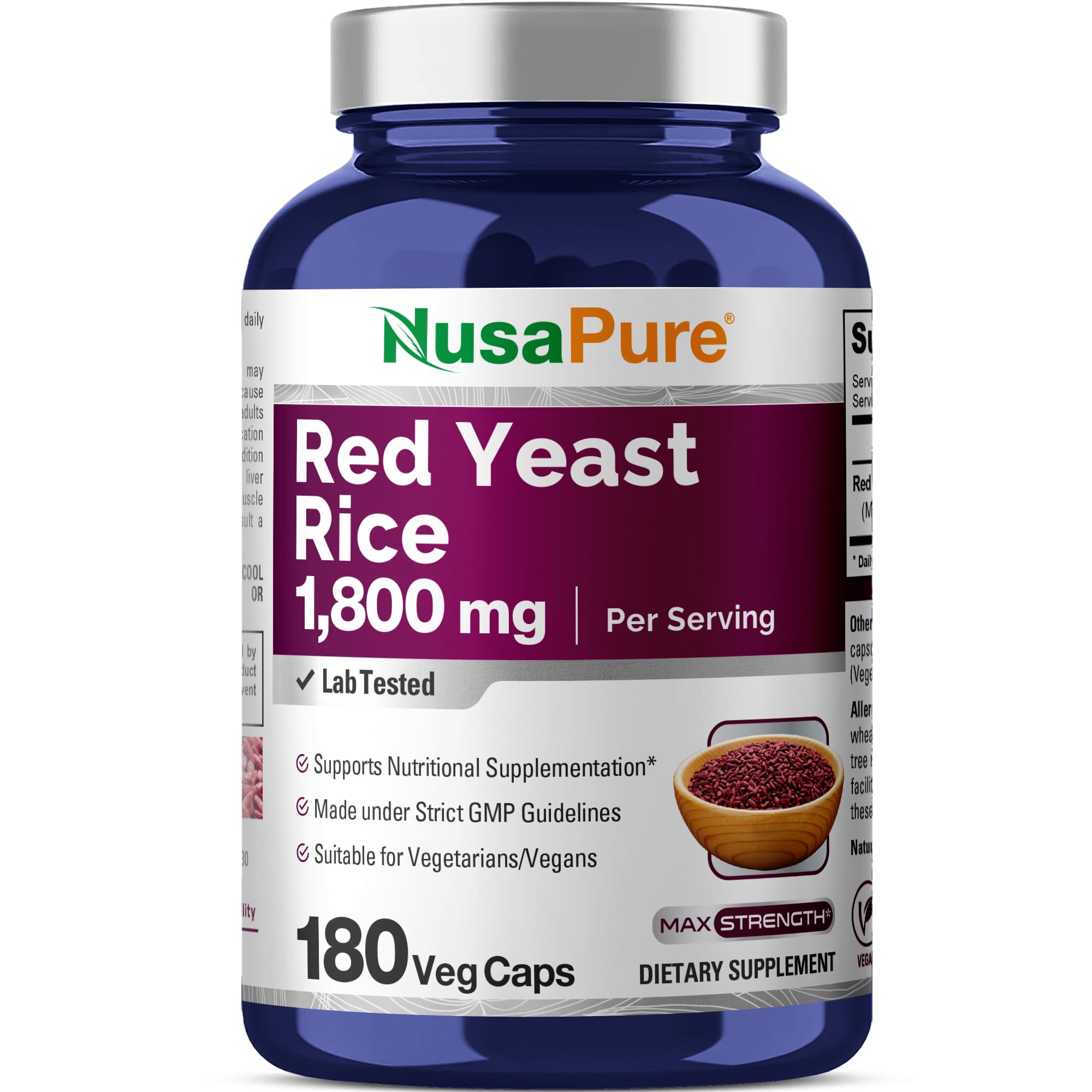 NusaPure Red Yeast Rice 1800mg bottle front view