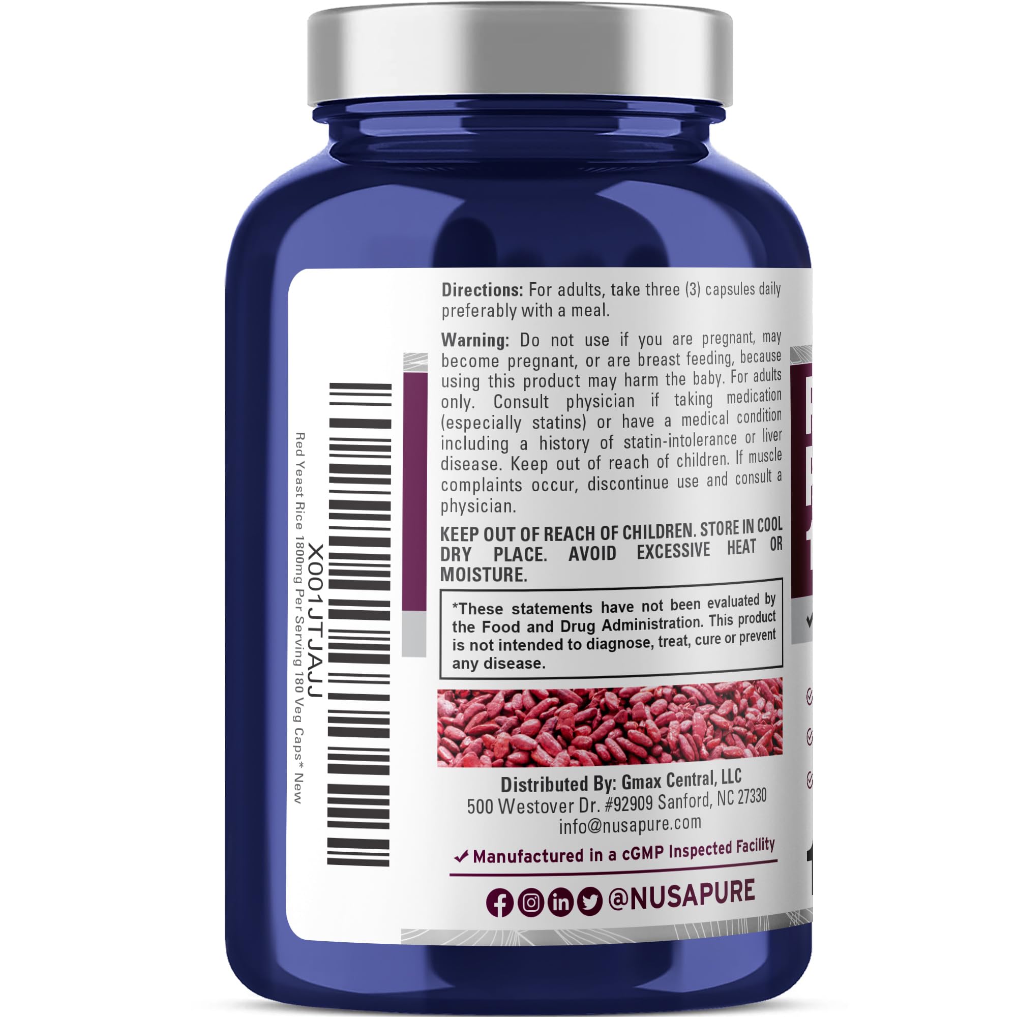 NusaPure Red Yeast Rice bottle side view