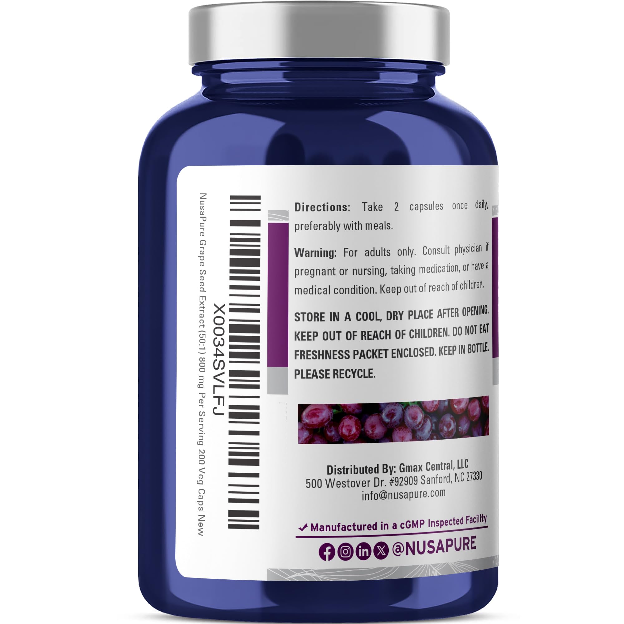 NusaPure Resveratrol Grape Seed Extract capsule close-up