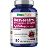 NusaPure Resveratrol Supplement 180 veggie capsules front view