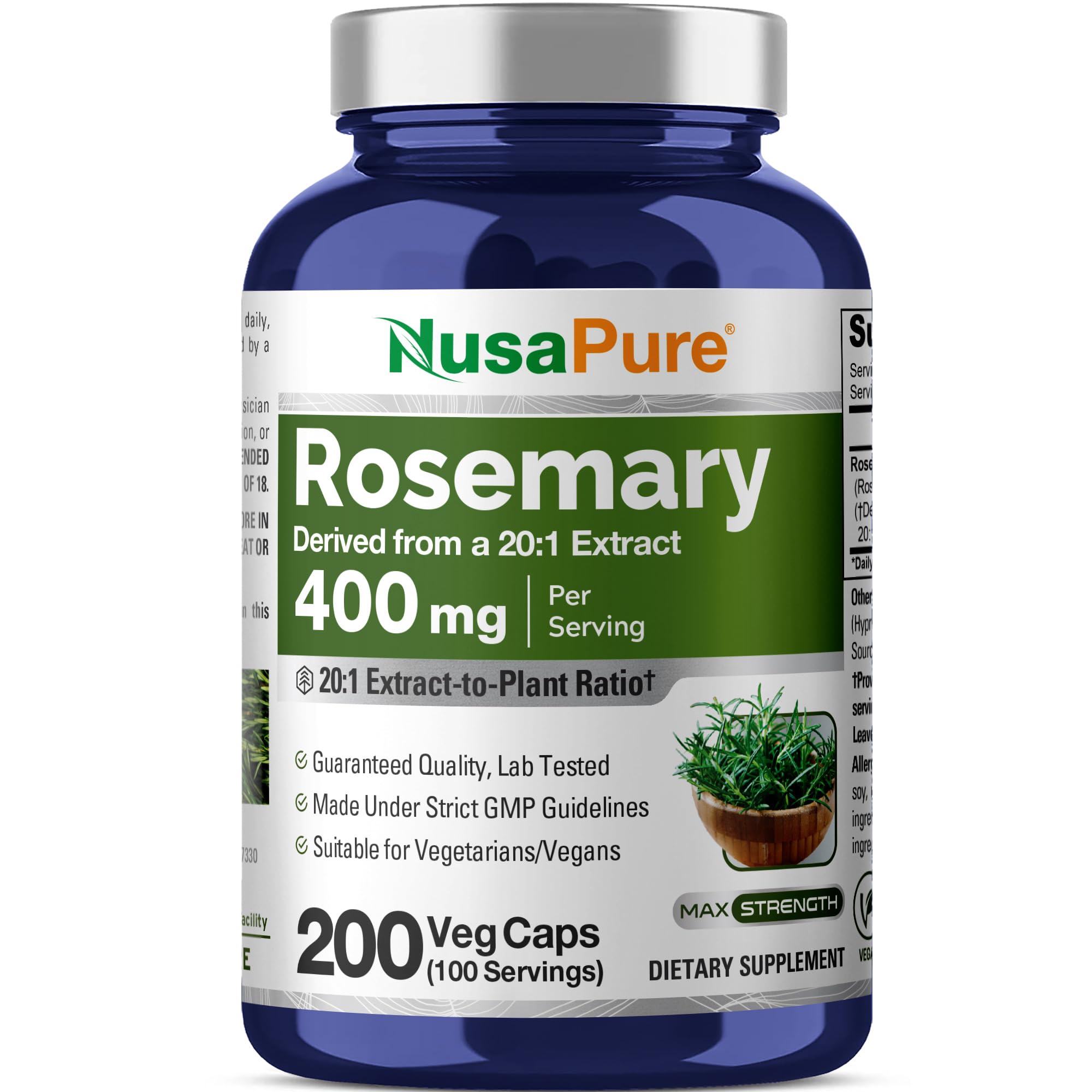 NusaPure Rosemary Capsules 400 mg bottle front view