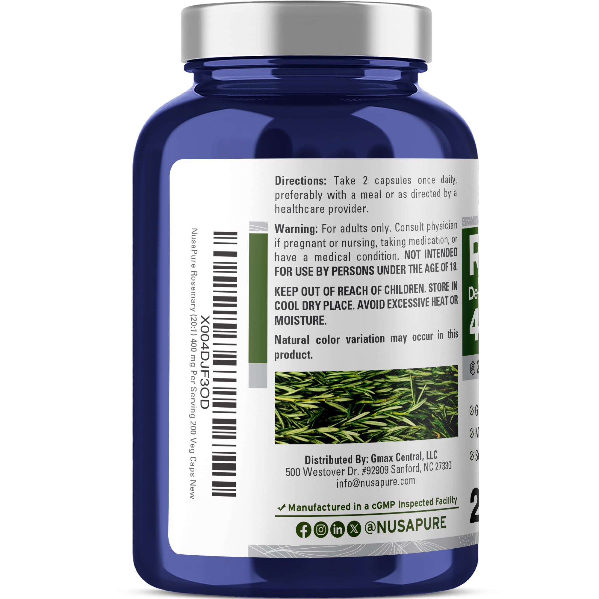 NusaPure Rosemary Capsules 400 mg close-up of capsules
