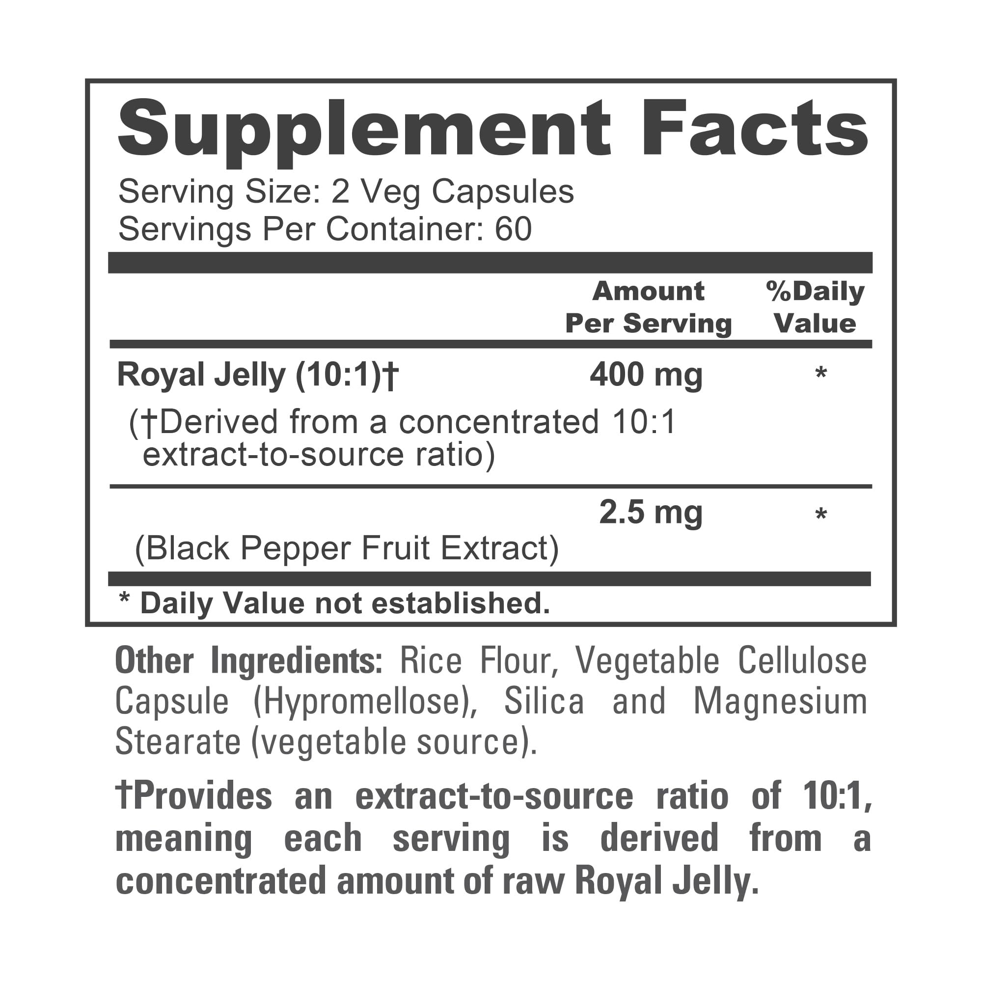 NusaPure Royal Jelly Capsules with Black Pepper Fruit Extract