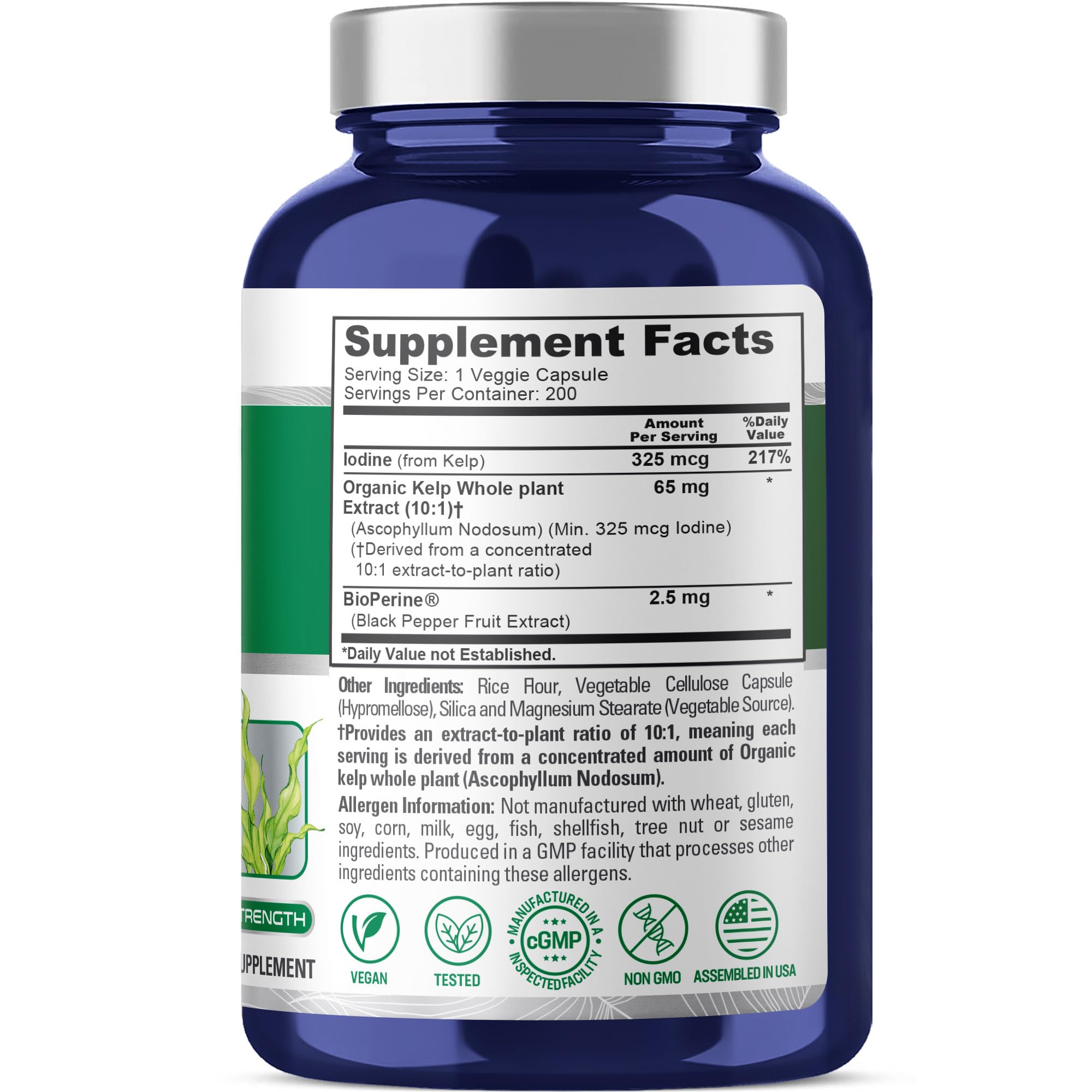 NusaPure Sea Kelp Capsules 10:1 Extract side view