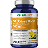 NusaPure St. John's Wort 500 mg capsules bottle front view