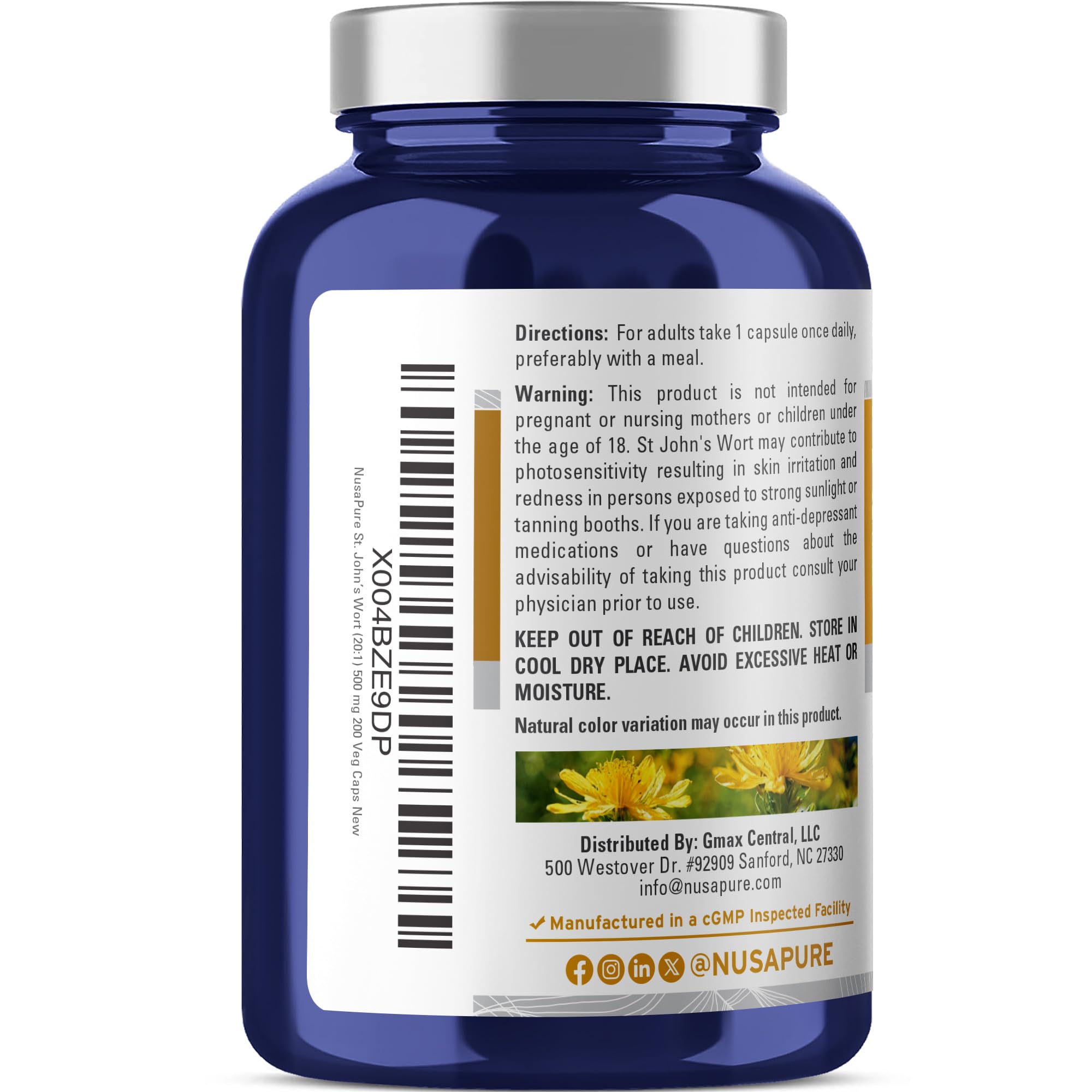 NusaPure St. John's Wort 500 mg capsules close-up of capsules