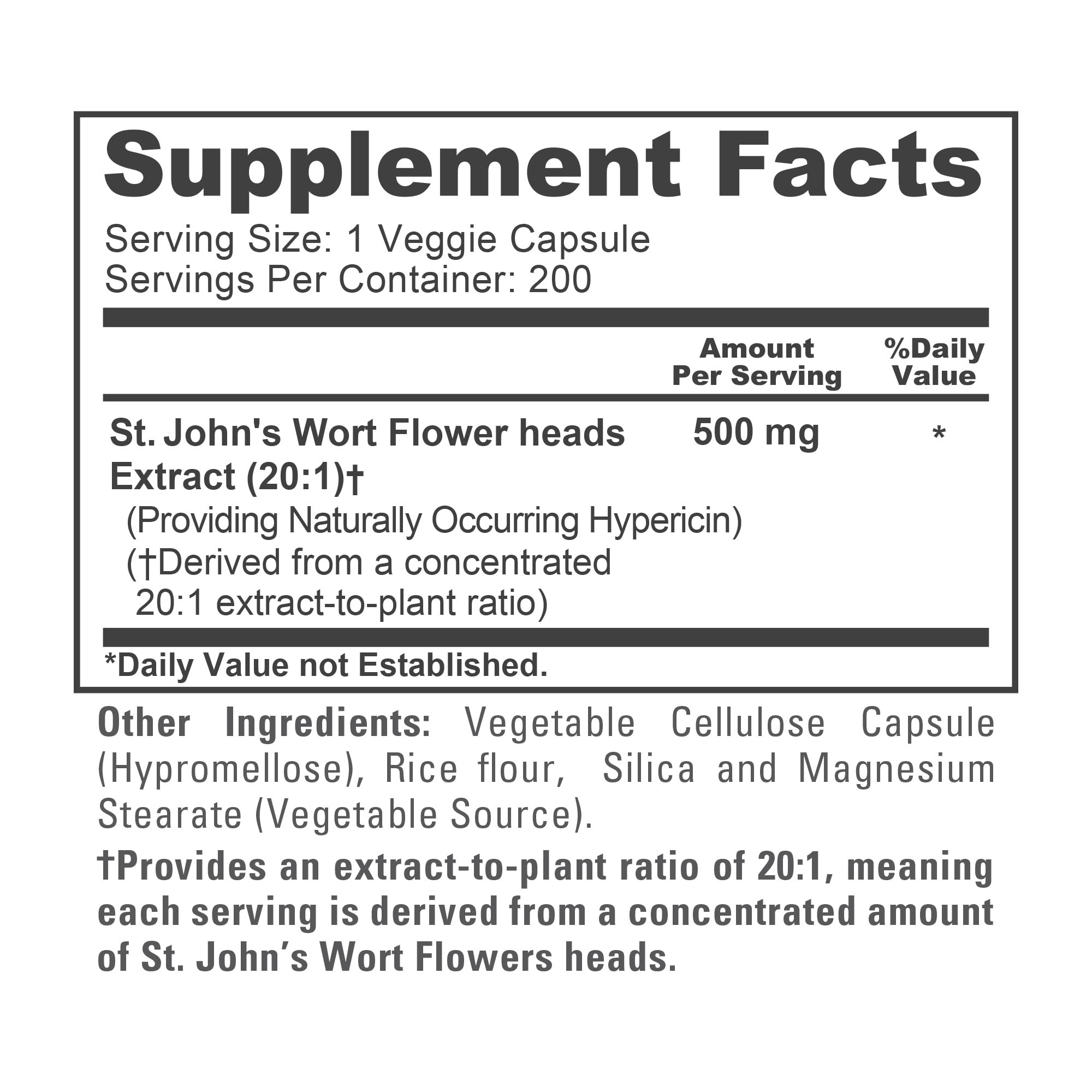 NusaPure St. John's Wort 500 mg capsules ingredients list