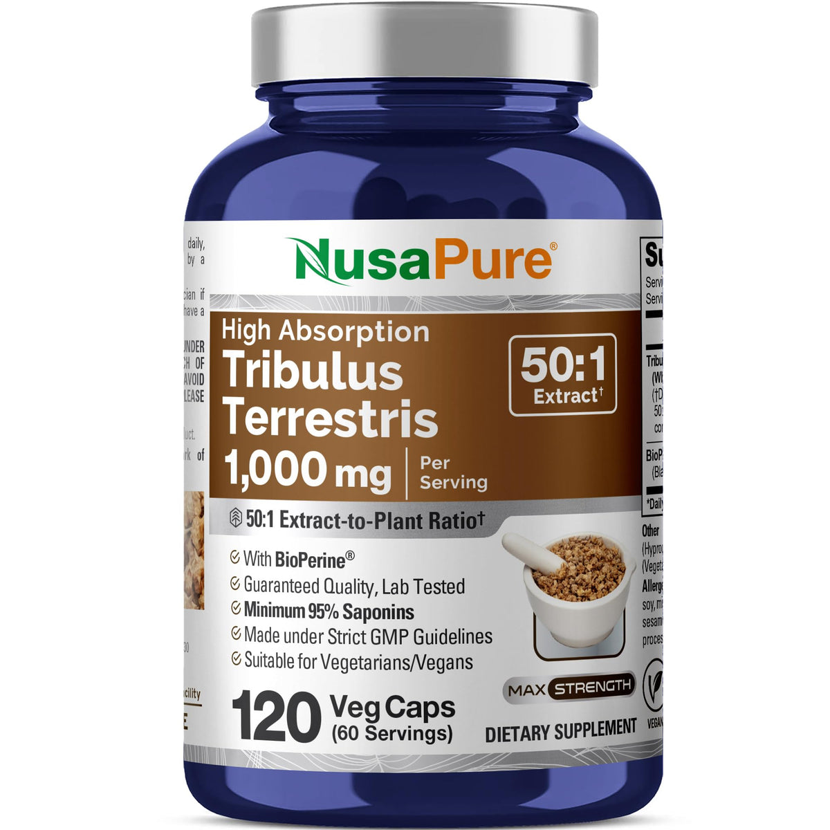 NusaPure Tribulus Terrestris 1000 mg capsules front view
