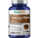 NusaPure Valerian Root Extract Capsules 250mg bottle front view