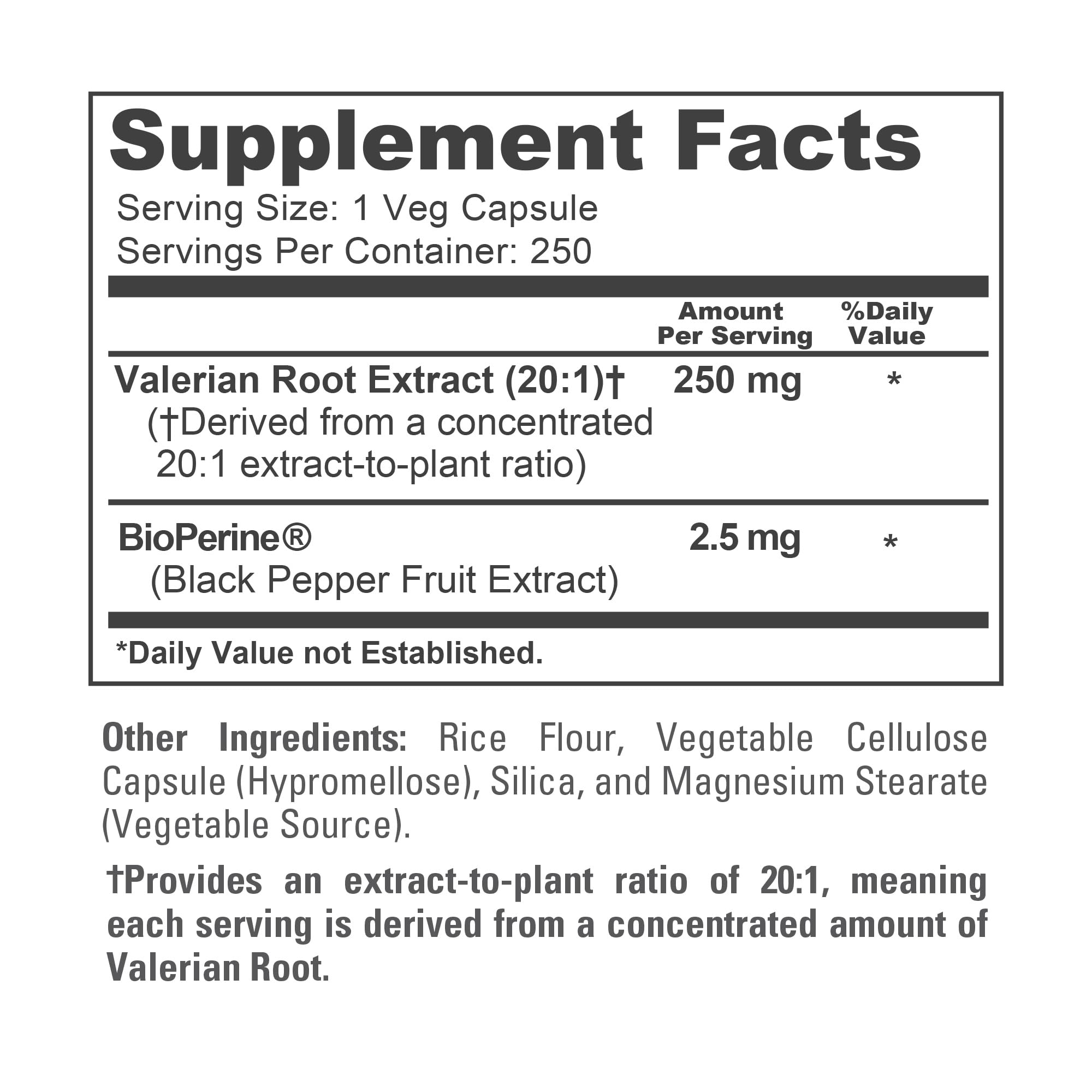 NusaPure Valerian Root Extract Capsules 250mg close-up of capsules