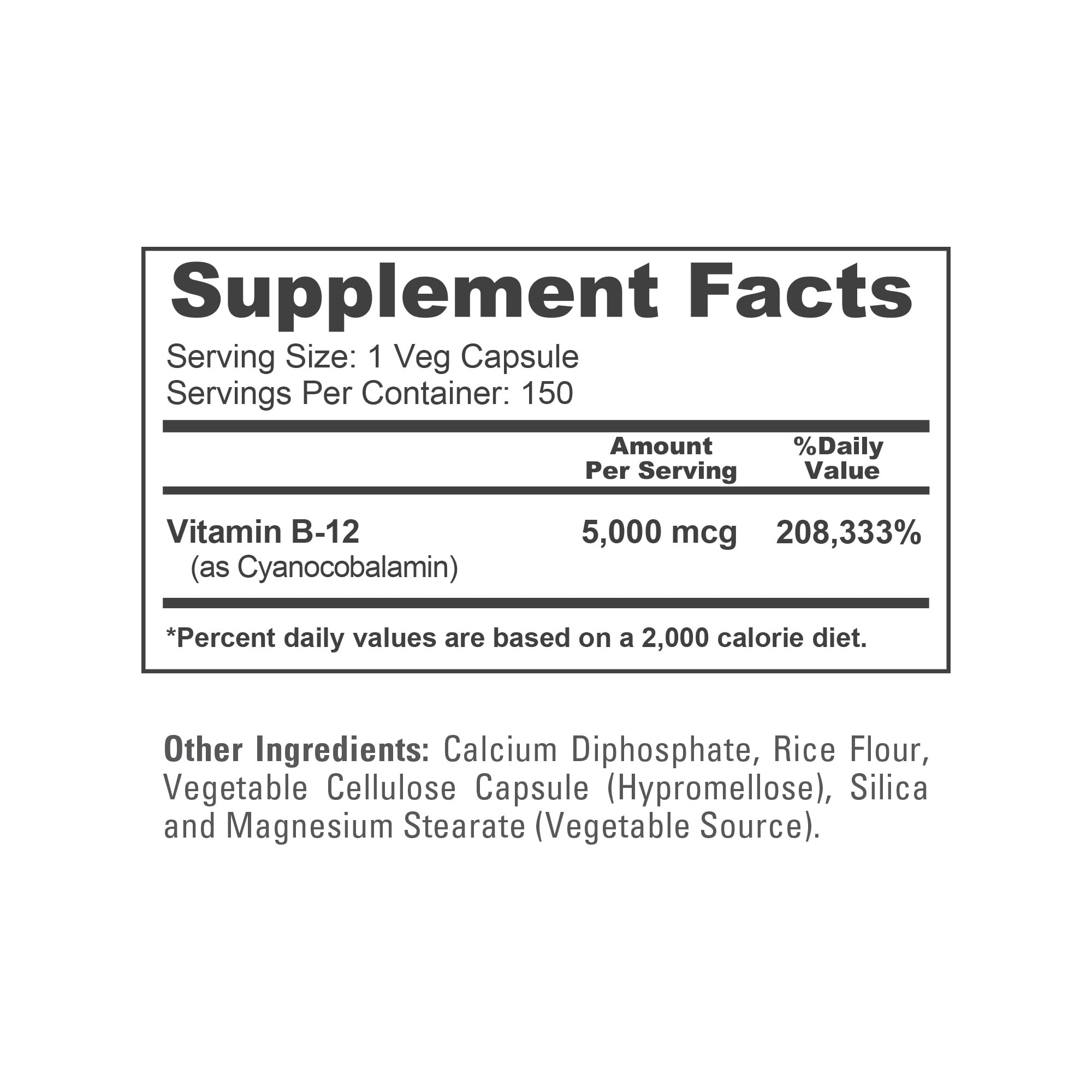 NusaPure Vitamin B12 5000mcg ingredients list