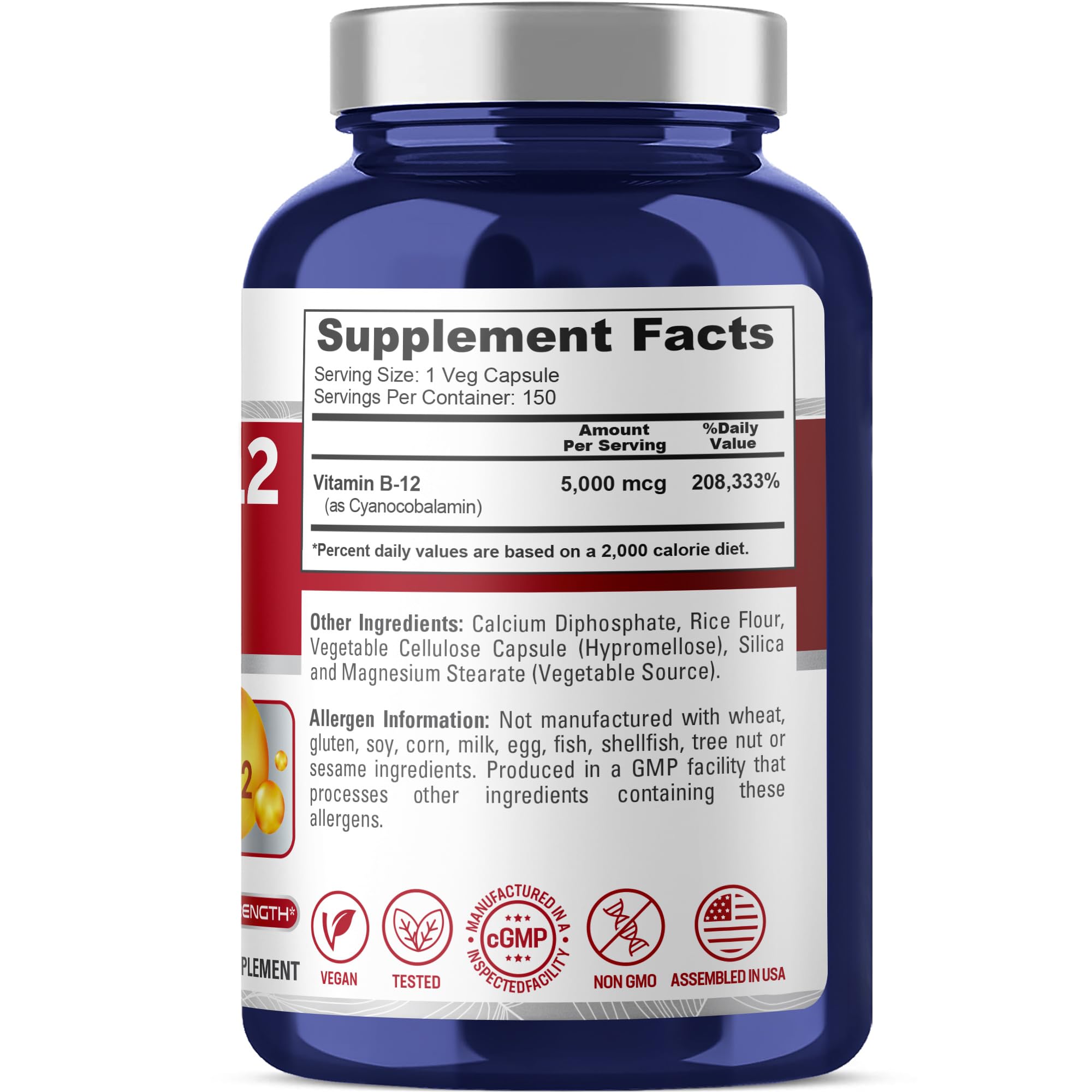 NusaPure Vitamin B12 5000mcg veggie caps close-up