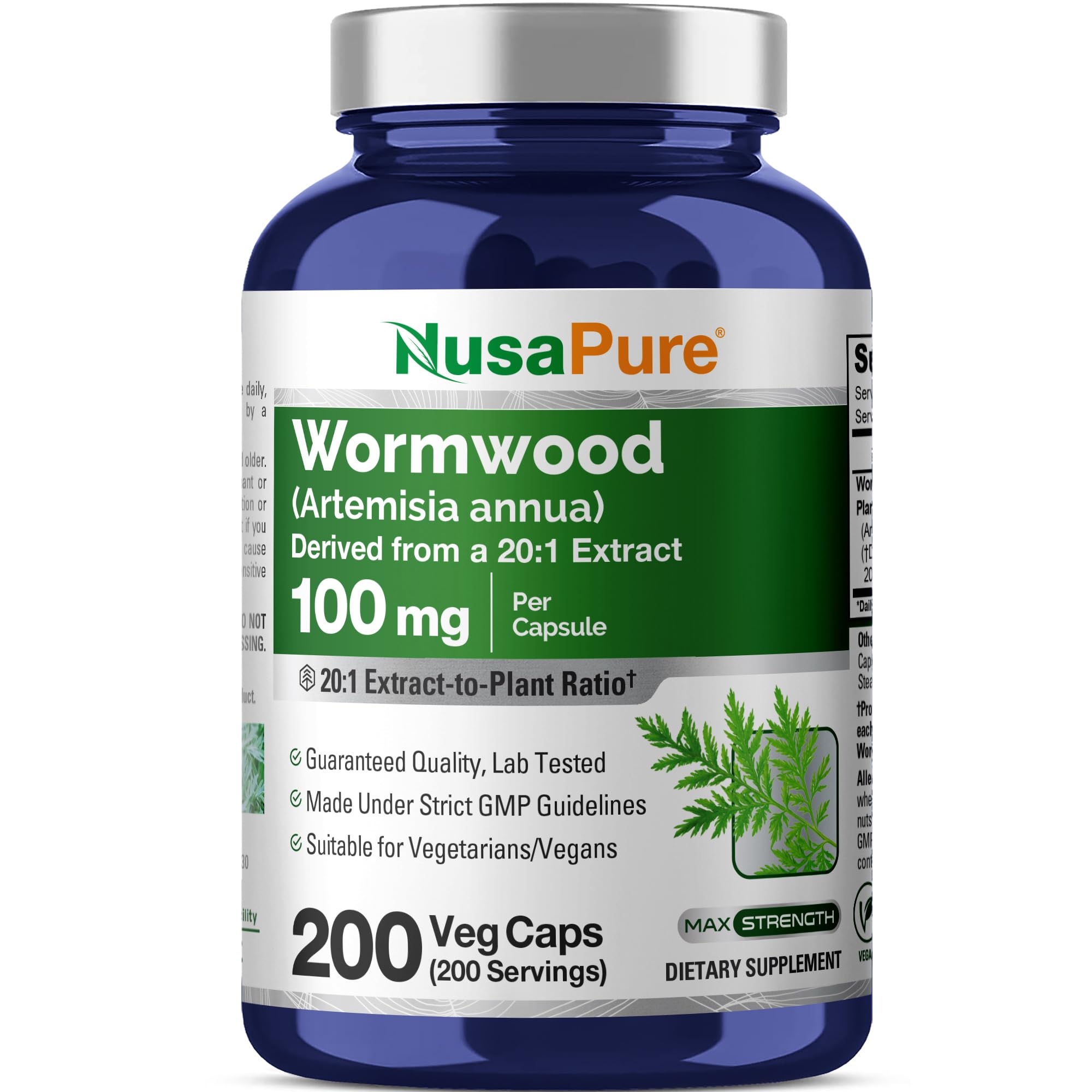 NusaPure Wormwood Extract Capsules 100mg bottle front view