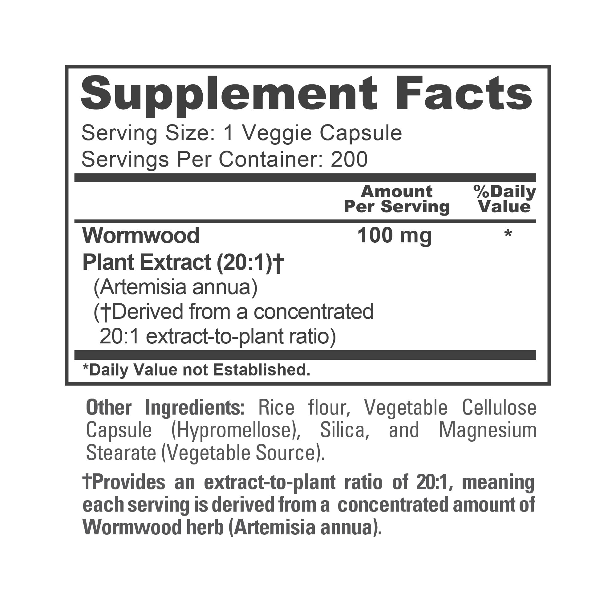 NusaPure Wormwood Extract Capsules 100mg capsules close-up