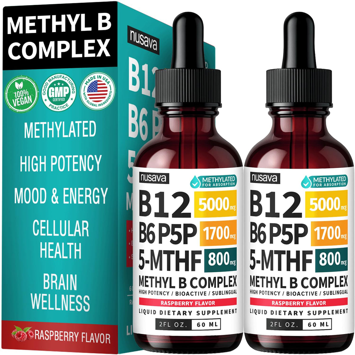 NUSAVA B12 Liquid Drops 5000mcg front view
