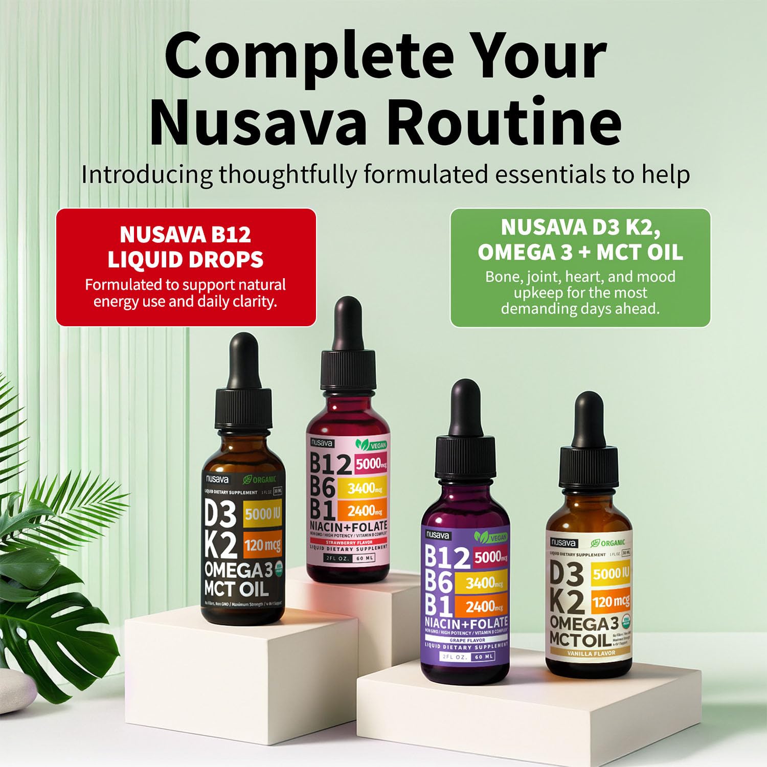 NUSAVA Extra Strength B12 Liquid Supplement lifestyle scene