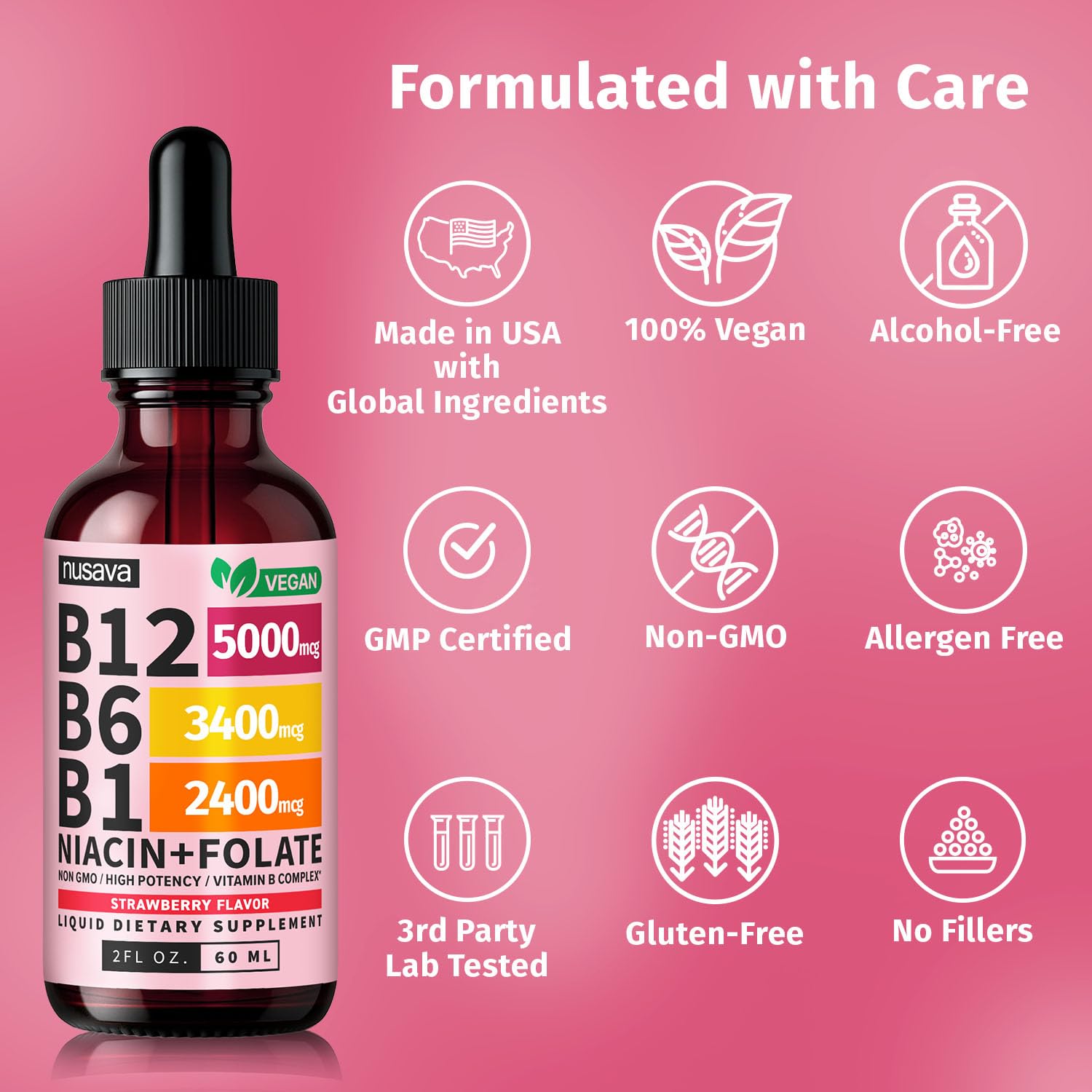 NUSAVA Liquid Vitamin B12 Drops 5000mcg lifestyle scene