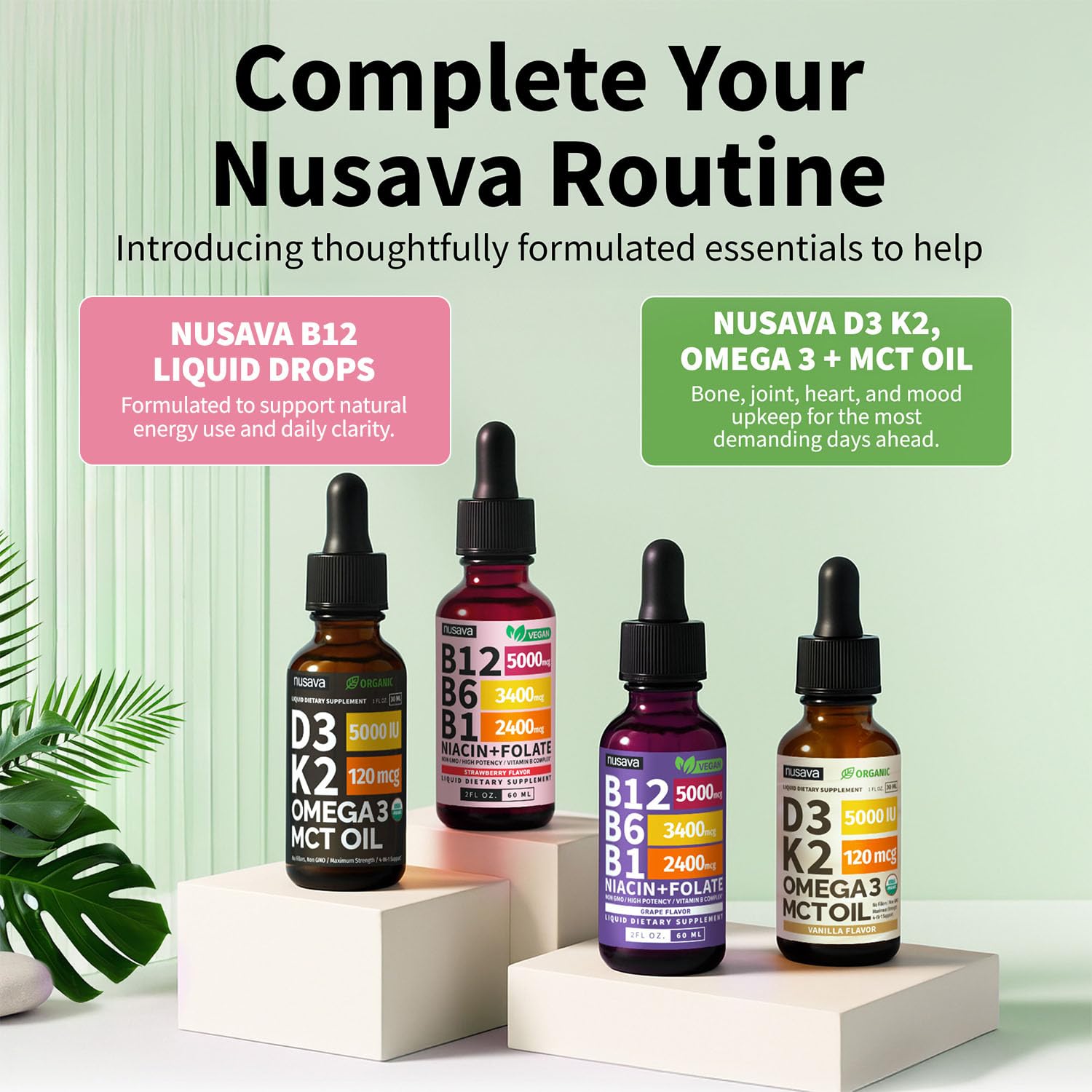 NUSAVA Liquid Vitamin B12 Drops 5000mcg lifestyle scene