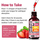 NUSAVA Liquid Vitamin B12 Drops 5000mcg on wooden table