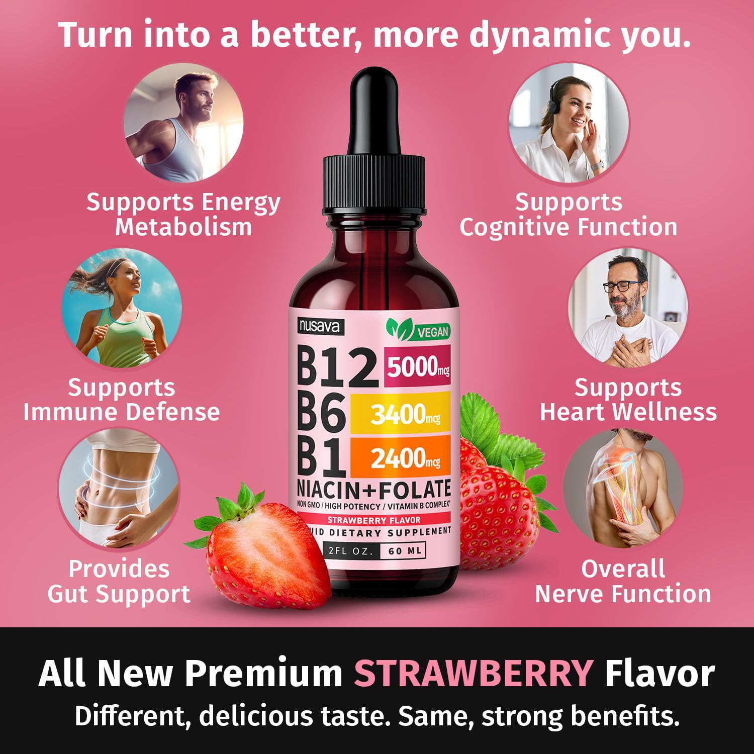 NUSAVA Liquid Vitamin B12 Drops 5000mcg packaging