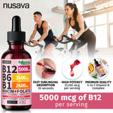 NUSAVA Liquid Vitamin B12 Drops 5000mcg with fresh fruits